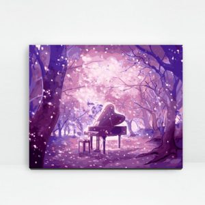 Piano in a magical purple forest | 35easy Paint By Number