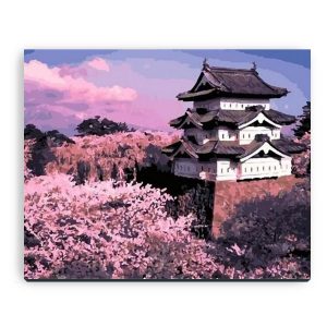 Japanese Castle Sakura Flower Dance in the Spring | 35easy Paint By Number