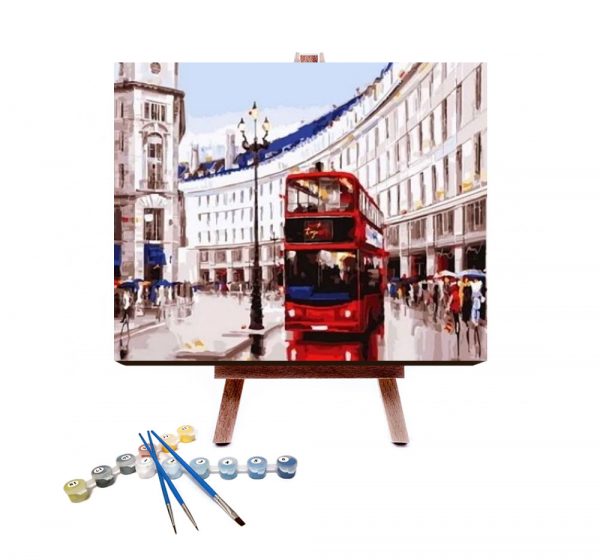 Cityscape with a Double-decker Bus in London | 35easy Paint By Number